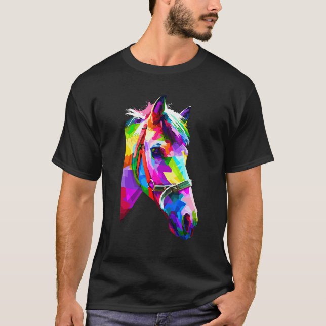 Camiseta Gráfico de Cavalo Colorido 2 (Frente)