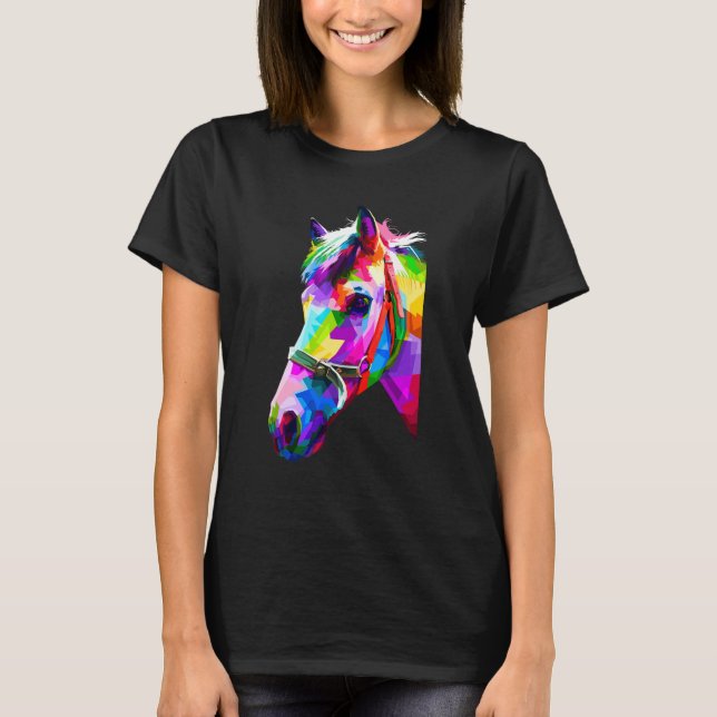 Camiseta Gráfico de Cavalo Colorido 4 (Frente)
