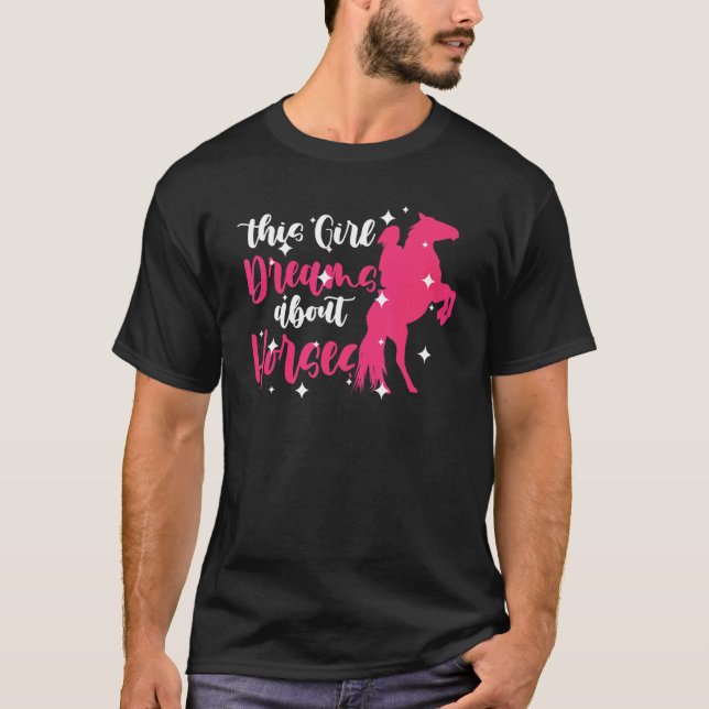 Camiseta Gráfico De Cavalos Para Mulheres E Raparigas Caval (Frente)