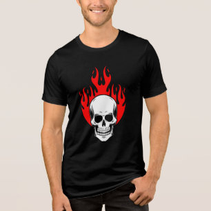Camiseta Gráfico de Caveira Flamejante