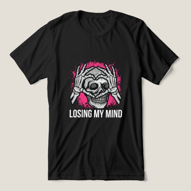 Camiseta Gráfico de Caveira Perdendo a Cabeça (Design frontal)