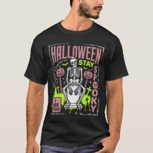 Camiseta Gráfico de Cemitério de Esqueleto Assustador de Ha