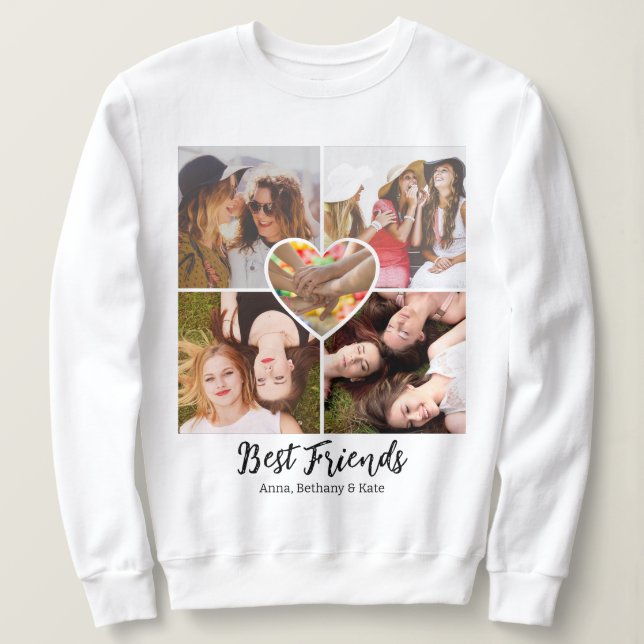 Camiseta Gráfico de Colagem de Fotos dos Melhores Amigos e  (Frente do Design)