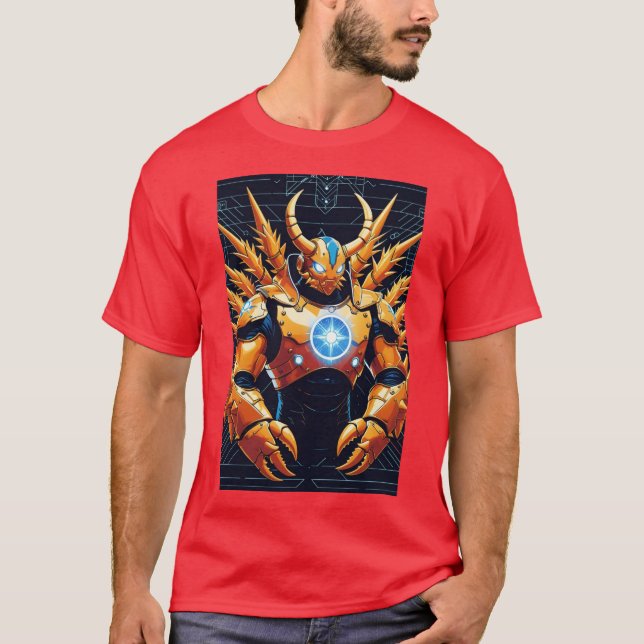 Camiseta Gráfico de Combinação com Grade de Tecno (Frente)
