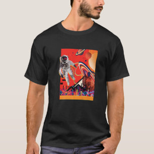 Camiseta Gráfico de Cor Brilhante do Astronauta e Plano Esp