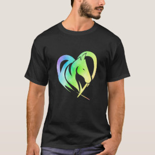 Camiseta Gráfico de Coração Amante de Cavalo Equitação Cava