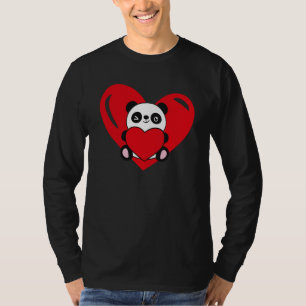 Camiseta Gráfico de Coração de Amor Panda para Dia dos Namo