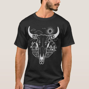 Camiseta Gráfico de Crânio Ocidental, Paisagem do Deserto,