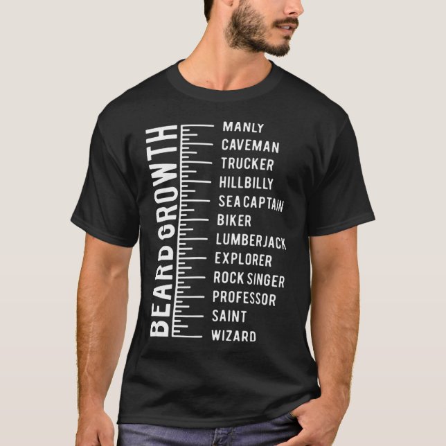 Camiseta Gráfico de Crescimento da Barba Masculina (Frente)