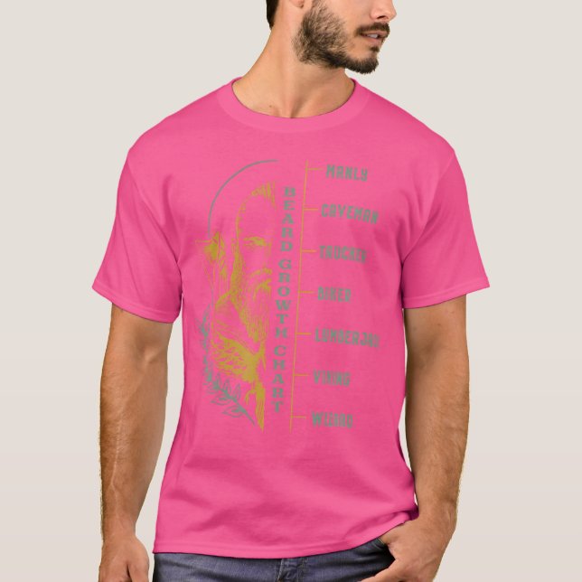 Camiseta Gráfico de Crescimento da Barba Medição de Comprim (Frente)