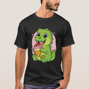 Camiseta Gráfico de Crocodilo Comendo Sorvete Meninos Menin