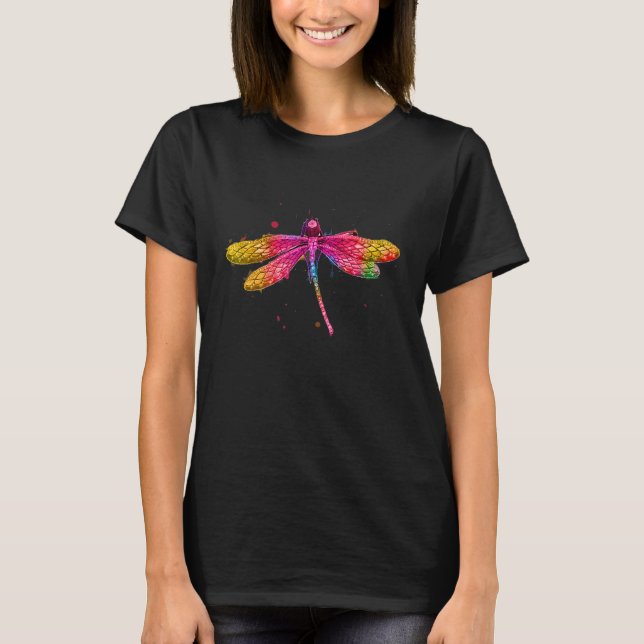 Camiseta Gráfico de Dragonfly Colorido Casual (Frente)