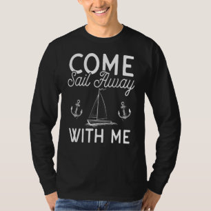 Camiseta Gráfico De Embarcações De Navegação Por Mulheres E