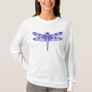 Camiseta Gráfico de Esboço da Natureza com Libélula Vintage