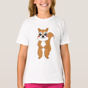 Camiseta Gráfico de Esquilo Laranja Kawaii