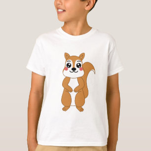 Camiseta Gráfico de Esquilo Laranja Kawaii