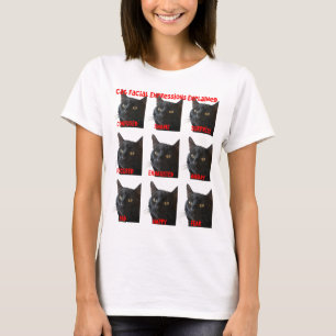 Camiseta Gráfico de Expressões Faciais de Gatos Explicado R