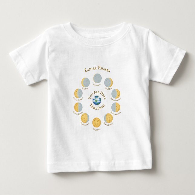 Camiseta Gráfico de Fases Lunares Famosos da Lua de Queijo  (Frente)