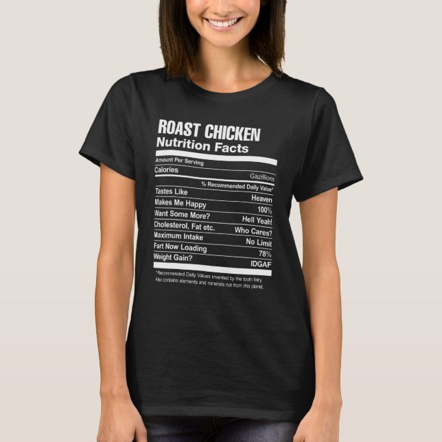 Camiseta Gráfico de Fatos Nutricionais de Frango Assado (Frente)