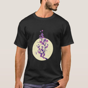 Camiseta Gráfico de Flor Sakura Japonês