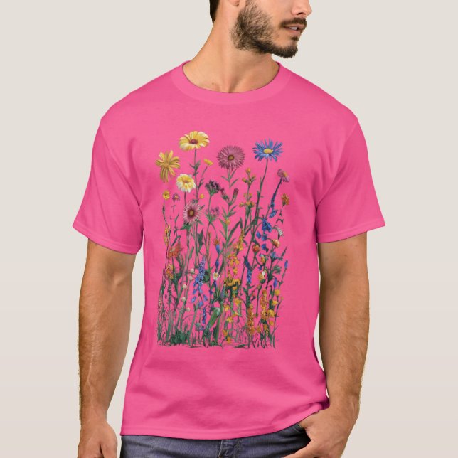 Camiseta Gráfico de Flores para Mulheres Garda Floral de Fl (Frente)