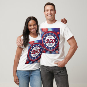Camiseta Gráfico de Fogos de Artifício para o 250º Aniversá