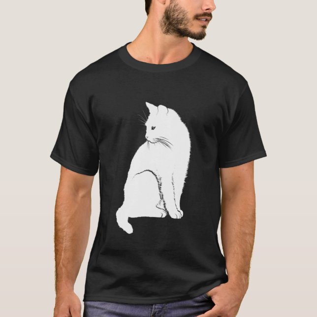 Camiseta Gráfico de Gatinhos Brancos (Frente)