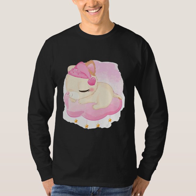 Camiseta Gráfico de Gatinhos Dormindo Bonitos Rosa (Frente)