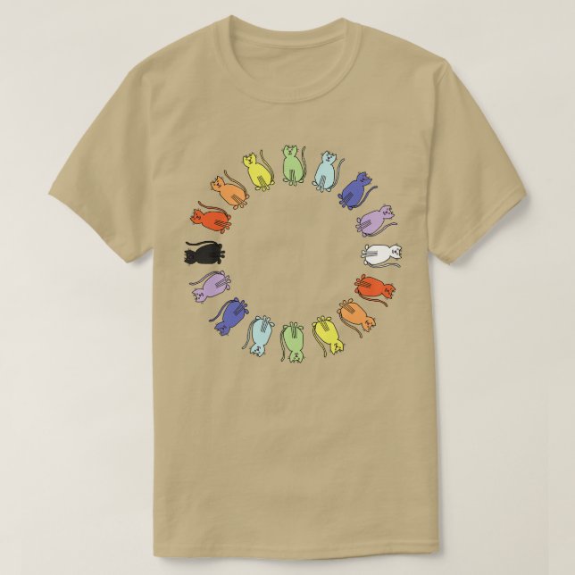 Camiseta Gráfico de Gato Arco-Íris de Círculo Cinto (Frente do Design)