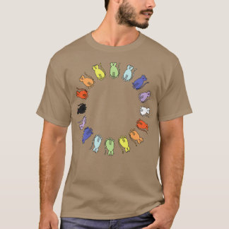 Camiseta Gráfico de Gato Arco-Íris de Círculo Cinto