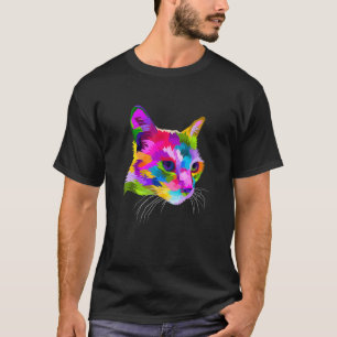 Camiseta Gráfico de Gato Colorido