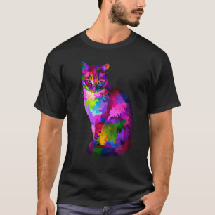 Camiseta Gráfico de Gato Legal Colorido