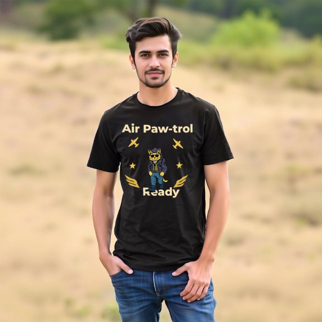Camiseta Gráfico de gato pronto para pata de ar (Criador carregado)