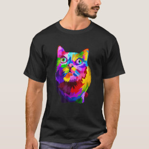 Camiseta Gráfico de Gatos Adoráveis Coloridos
