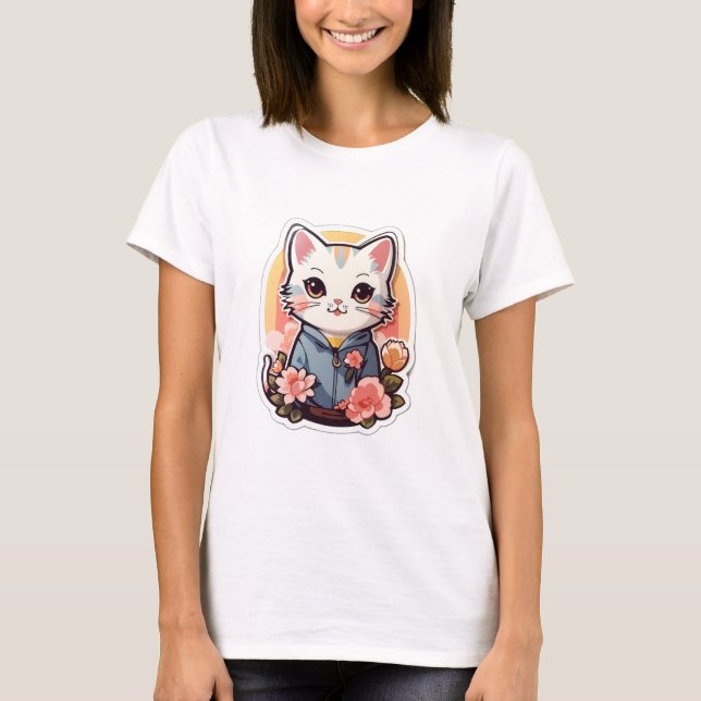 Camiseta Gráfico de Gatos Kawaii Cute (Frente)
