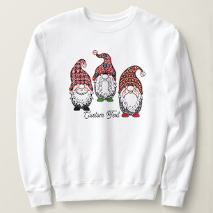 Camiseta Gráfico de Gnomos de Natal Pun Padrão de Xadrez En