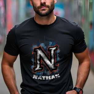 Camiseta Gráfico de Grafite urbano: Monograma personalizáve