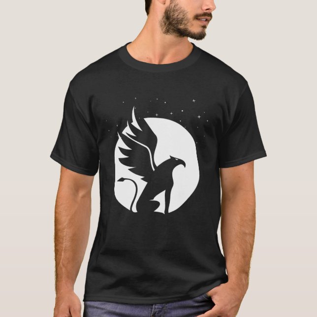 Camiseta Gráfico de Griffin Encantador com Fundo Celestial (Frente)
