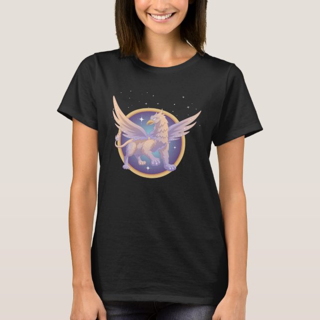 Camiseta Gráfico de Griffin Encantador com Fundo Celestial (Frente)