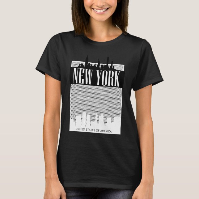 Camiseta Gráfico de ilustração da moda da Nova Iorque (Frente)