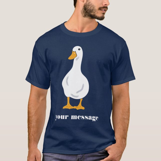 Camiseta Gráfico de Ilustração de Pato Branco de Mensagem P (Frente)