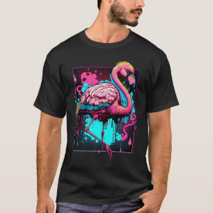 Camiseta Gráfico de Ilustração Flamingo de Coloração Selvag