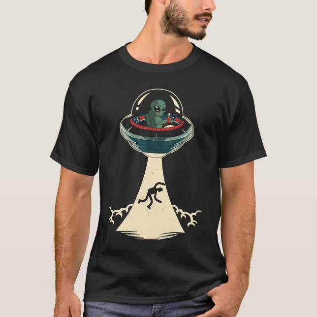 Camiseta Gráfico de jogadores de vídeo voadores de alieníge (Frente)