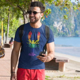 Camiseta Gráfico de lagosta com Stripes Arco-Íris do Orgulh