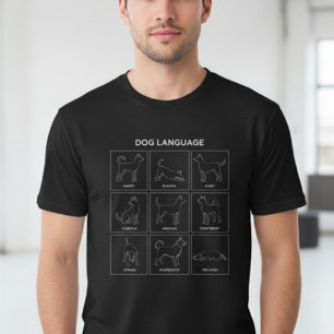 Camiseta Gráfico de Linguagem Corporal de Cães em Arte de L