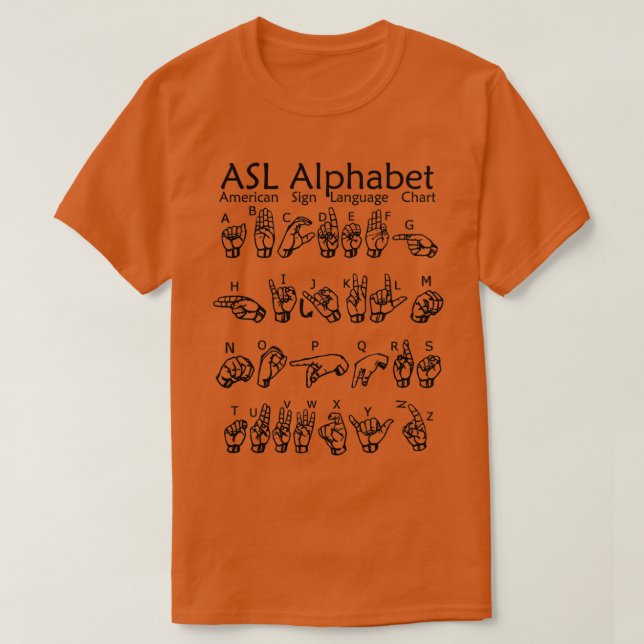 Camiseta Gráfico de Linguagem de Sinal de Alfabeto American (Frente do Design)