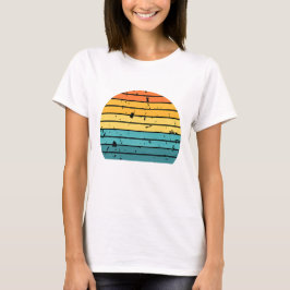 Camiseta Gráfico de Listras do Pôr do Sol Retrô Angustiado