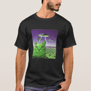 Camiseta Gráfico de Meme de Gato Alien Divertido