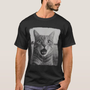 Camiseta Gráfico de Memória Engraçado para Gato Selfie para