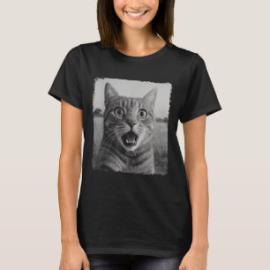 Camiseta Gráfico de Memória Engraçado para Gato Selfie para